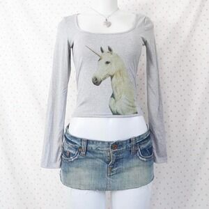 y2k unicorn long sleeve top soft grunge indie sleaze crop top